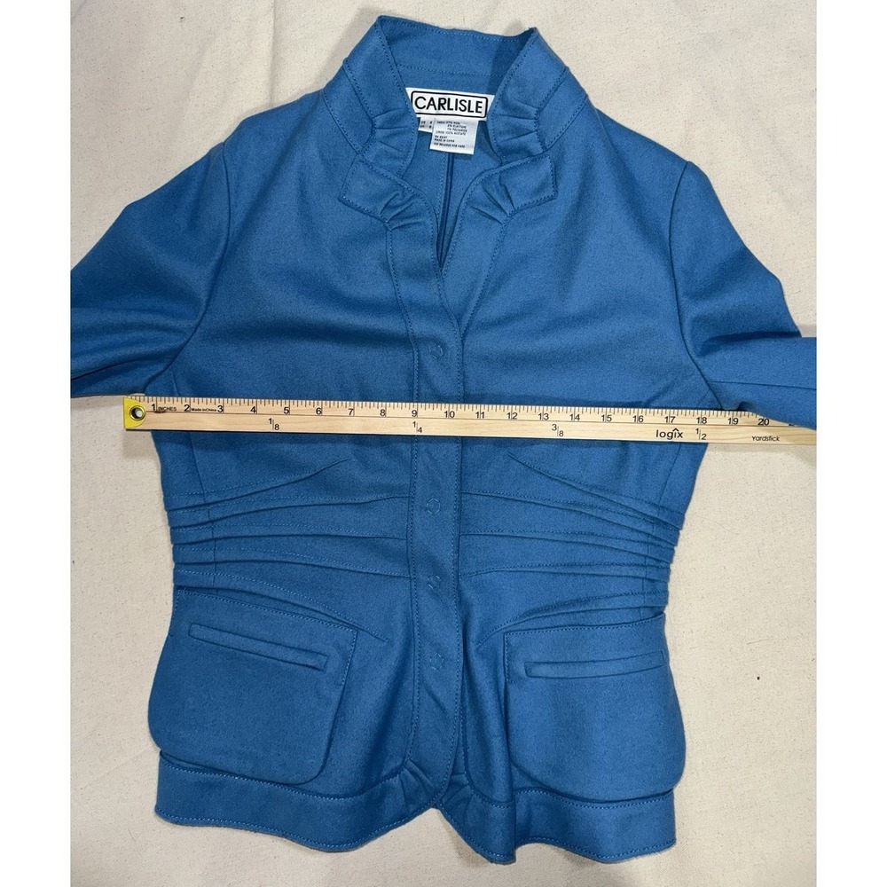 Vintage Carlisle Suit Set Sz 4 6 Blue Wool Blend Tweed Blazer Jacket Skirt - Picture 6 of 15